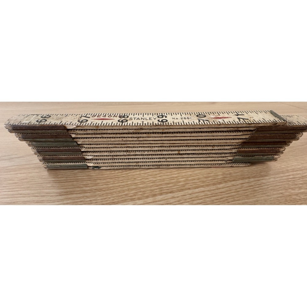 Vintage Stanley No. 266F Zig-Zag 6' Folding Carpenter Rule Inside Reading USA